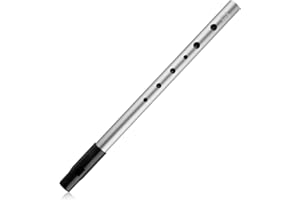 Lotsdonxia Six-Hole Tin Whistle in D Durable Aluminium Alloy Smooth Finish Handmade Celtic Music Instrument for Beginners Learning and Performance (Silver)