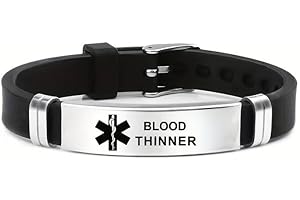 Medical ID Me - Medical Alert Silicone Bracelets Emergency Medical Awareness Epilepsy Diabetes COPD Blood Thinner Men Women Stainless Steel Adjustable