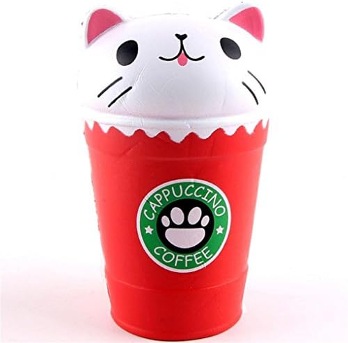 Yesmile Toy 2018 Newest Slow Rising Squeeze Toys, Cut Coffee Cup Cat Scented Squishy Charm Slow Rising Simulation Kid Toy Key Cell Phone Pendant Strap Gift Home Décor (11*11*4cm, pink) (Cat, B)