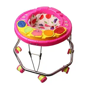 GENERIC Musical Baby Activity Walker for Kids with Music, Light and Adjustable Height - for Boys and Girls - Suitable Age 9 to 12 Months + (Pink, 9-12 Months)
