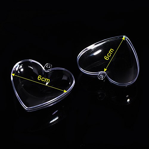 Outus Bad Bombe Form Box Befüllbar Ornamente Herzform für DIY Hochzeit Party, Plastik, 5 Paare - 6