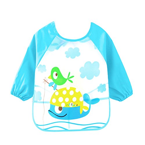 URAQT Unisex Baby Wasserdicht Lätzchen mit Ärmeln Essen und Play Smock Kleinkinder, Schürze PEVA mit Tier