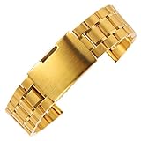 19mm auswechselbare Metalluhrenarmband gebürstet einstellbar Gold Armband aus massivem Edelstahl