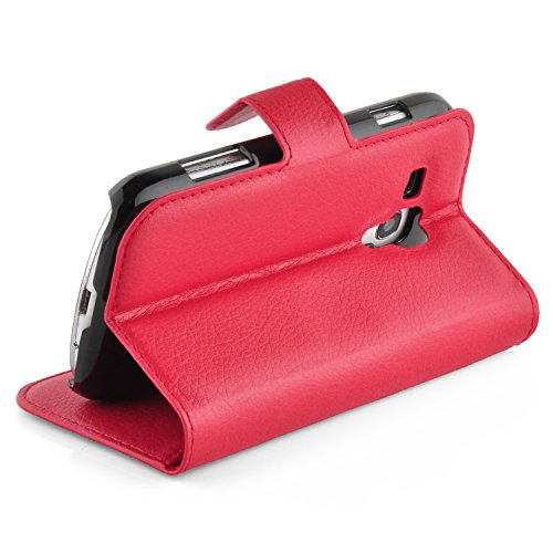 Cadorabo – Book Style Hülle für Samsung Galaxy TREND PLUS (GT-S7580) – Case Cover Schutzhülle Etui Tasche mit Standfunktion und Kartenfach in KARMIN-ROT - 3