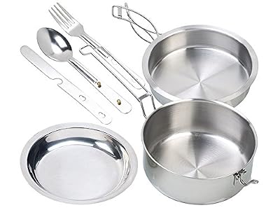 SEMPTEC Set de 6 ustensiles de cuisine en acier inoxydable spécial camping