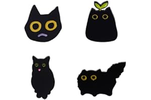 Aboniton 4Pcs Cute Black Cat Enamel Pin Animal Lapel Pin Set Cat Brooches Badge Cartoon Diablo Series Pin Brooch for Clothing Bags Jacket Backpack Accessory DIY Jewelry Gift