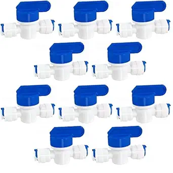 KRPLUS Plastic Equal Straight OD Tube Ball Valve Quick Connect Fitting 1/4 Inch by 1/4 Inch OD Valve Start RO Water System Manual Flush White (Pack Of 10)