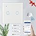 Produktbild Mioke Smart Lichtschalter WiFi WLAN Touchscreen Glas,Wandschalter mit App Fernsteuerung kompatibel mit Alexa Echo/IFTTT/Google Home (2 gang, Weiß)