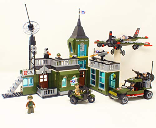 Ingenious Toys Scatola Set - Militare Basi Sede Centrale Camion Aeroplano 6 Figure Mini / 627pcs Costruzioni Set A714