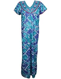 Indiatrendzs Women's Nighty Hosiery Printed Embroidered Neckline Summer Nightwear (Chest 44)