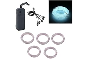 ENNRIXIN EL Wire,1M/3.28ft*5 Pcs Neon Lights,Portable Neon Glowing Strobing Electroluminescent Wire,Powered by Battery,for Halloween,Christmas Festival,DIY Decoration,Bar Car Sign