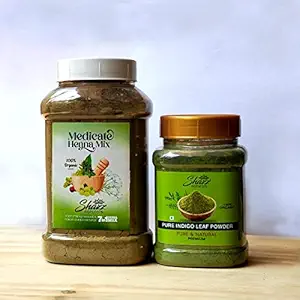 SHAZZ NATURALS MEDICATED HENNA MIX(200GM) & PURE INDIGO LEAF POWDER(150GM) - COMBO PACK