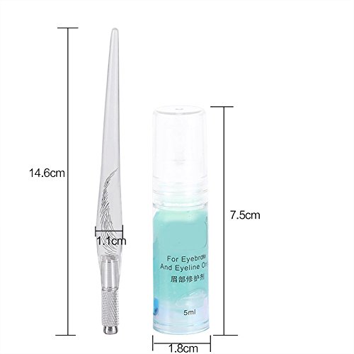 Permanent 3D Make-up Augenbraue Tattoo Nadeln Stifte Pigment Set, Augenbrauen Microblading Pen +Tattoo Pigment+ Pigmentringe+ Manuelle Stifte+ Augenbrauen und Eyeliner Reparatur Gel (Style A) - 7