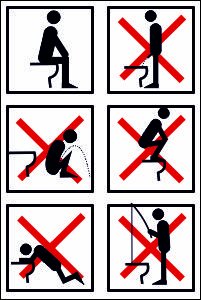 Preisvergleich Produktbild WC / Toiletten Schild -119t- Toilette richtig benutzen, mit 4 Tesa-Powerstrips