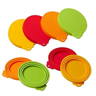 Star Sound Source Coque en silicone pour animal domestique Peut couvertures Lids-4 Lot pour animal Chat Nourriture Top One Size Fits All Standard Taille Chien et pour couvercle de Coque en silicone universelle