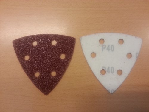 25 Stück SBS Klett-Schleifdreiecke 93x93x93 mm Korn 40 für Delta-Schleifer 6 Loch