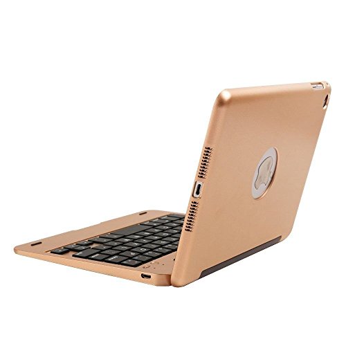 Golden Ultradünne Drahtlose Bluetooth Tastatur Keyboard Case/Hülle für Apple iPad Mini 4, Hart Schale Case Schutzhülle QWERTY Tastatur - 3