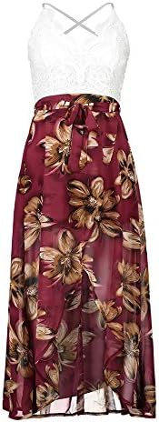 Vruan Beach Sleeveless Summer Dresses For Woman Floral Chiffon Backless Sundress Lace Casual Boho Dresses 3 Colour