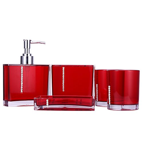 Yosoo Badezimmer Set 5 Pro Satz Minimalistische Haushaltsartikel & Super Super (rot) - 6