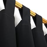 Deconovo Vorhang Blickdicht Schlaufen Gardinen Schlafzimmer Thermogardine Schlaufen Schlaufenschal 175×140 cm Schwarz 2er set - 3