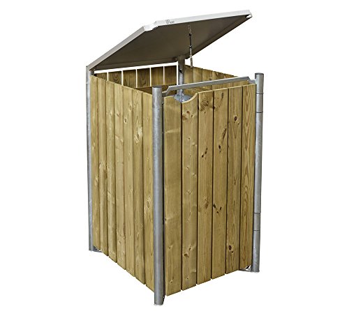 Hide Mülltonnenbox, Mülltonnenverkleidung, Gerätebox natur // 121x63x115 cm (BxTxH) // Aufbewahrungsbox für 2 Mülltonnen 140l Volumen - 3