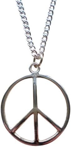 Antique Silver Retro Peace Sign Symbol Hippie Boho Jewellery Necklace + Gift Bag