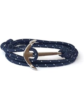 Yiran Armband aus bunten Nylon-Seilen, mit Weißgold vergoldeter Verschluss in Ankerform