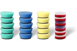 SPTA Mini Gąbka Polerska, 21 Sztuk 40mm Polerowanie Pad, Zestaw Gąbek Polerskich, Mini Zestaw Gąbek do Czyszczenia, Polerowania i Woskowania Samochodu, Pady Polerskie do Detailingu Samochodowego