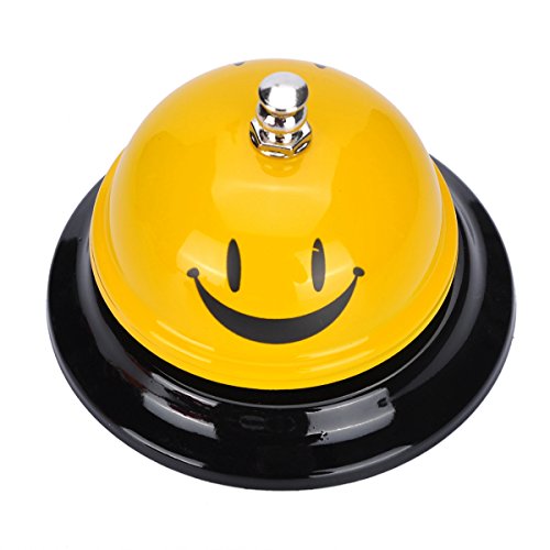 Nibesser Tischglocke Tischklingel Rezeptionsklingel Metall Hotelglockel mit Druckauslöser (Lächeln)