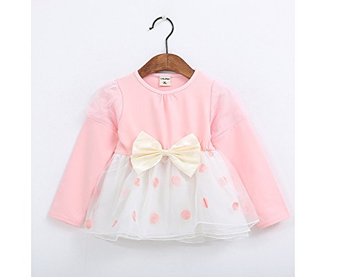 Zhuannian Baby Girls Long Sleeve Spot Bowknot Organza Dress