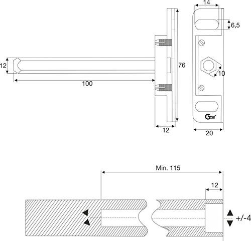 10 Stück – GedoTec® Profi Tablarträger Regalbodenträger Regalträger CLEVER aus Stahl | SW 10 x 100 mm | Bodenträger mit Anschraubplatte | Fachboden-Träger verdeckt für Wandmontage | Markenqualität für Ihren Wohnbereich - 3