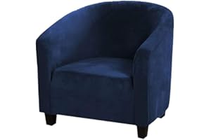 EURHOWING Velvet Tub Chair Slipcover, High Stretch Club Chair Covers Washable Armchair Sofa Couch Covers Slipcovers Furniture Protectors for Dining Living Room Office(Navy Blue, Velvet)