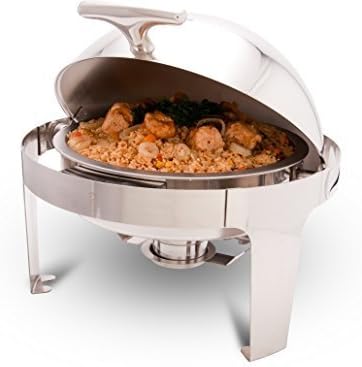 PrestoWare PWR-1RR Round Roll-Top Chafing Dish 5 Qt with Stand, Stainless Steel Chafer for Catering - Presto ware by PrestoWare
