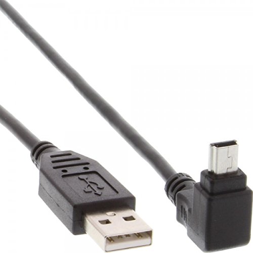 InLine USB 2.0 Mini-Kabel - Stecker A an Mini-B Stecker (5pol.) oben abgewinkelt 90° - schwarz - 3m, 31430
