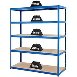 Certeo Rayonnage d'atelier | HxLxP - 178 x 150 x 60 cm | Charge maximale de 265 kg par étagère | Profondeur 60 cm | Charge totale acceptable 1325 kg | Rayonnage métallique