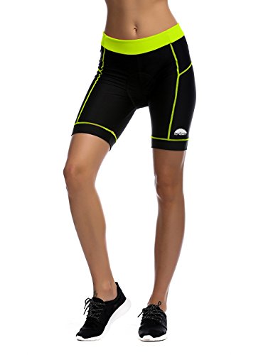 iCreat Damen Fahrradhose Radhose Kurz Radlerhose Radshort Sporthose mit Sitzpolster S/M/L/XL/2XL
