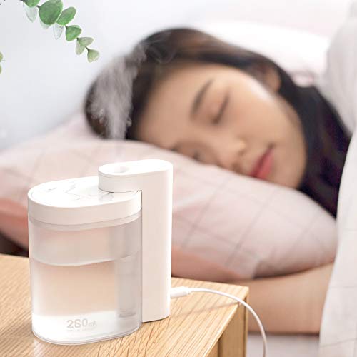 UIQELYS Umidificatore ad ultrasuoni per uso domestico 260 ml Umidificatore da tavolo USB geometrico Geometrico Spegnimento automatico Mini Office Hydratin (bianca)