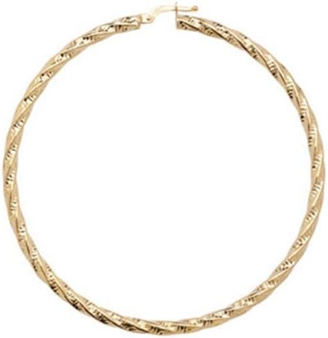 9ct Gold Twisted Earrings 60mm