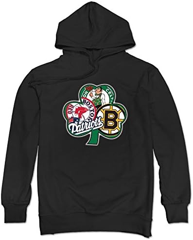Men Boston Fan Sport Flag Hoodie Sweatshirt -  Black - 