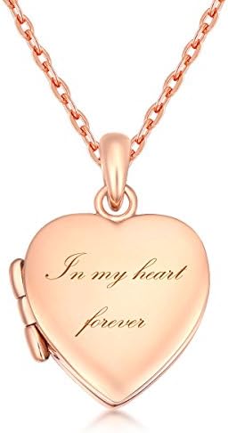 IXIQI Jewelry Locket Engraved "In My Heart Forever" Heart Infinity Love Locket Necklace Necklaces Gifts Present for Women Photo,45cm Chain