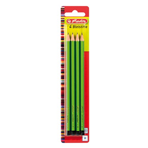 Herlitz Bleistifte Scolair, H, bruchsichere Mine, 4 Stück auf Blisterkarte
