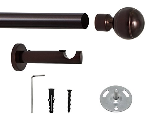 Gardinenstange Stilgarnitur Ø 16mm „Stripe“, 1-lauf Bronze Braun verschiedene Größen (160cm Ø 16mm) - 4