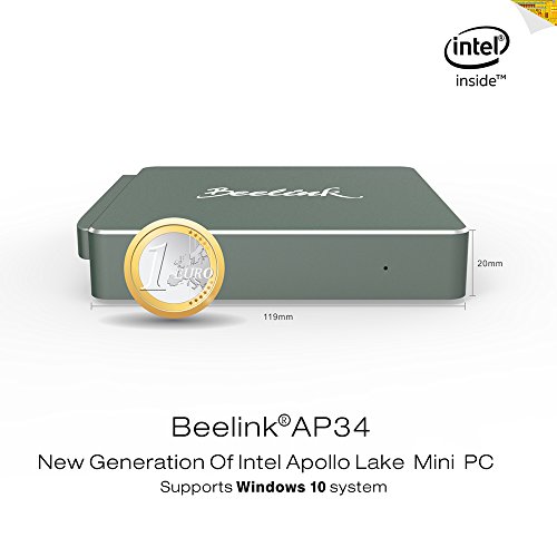 Mini PC SSD-Beelink AP34 Desktop PC Win 10/4K mit Intel Apollo Lake N3450 CPU 2,2 GHz, 2M Cache, unterstützt DIY SSD 64GB/128GB/320GB , DDR3 4GB/57,5 GB, 1000Mbps LAN, 3 * USB 3.0 ,HDMI, SD, 2.4G/5.8G WiFi, Bluetooth 4.0 - 2