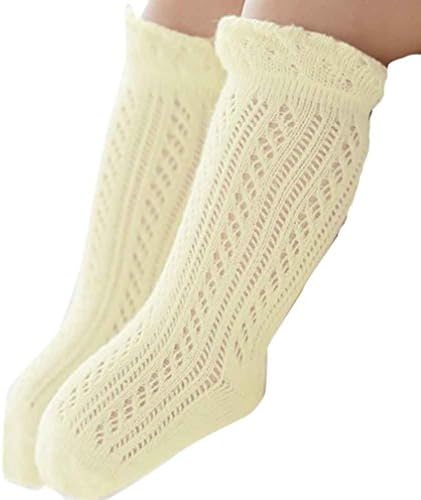 Vennisa Baby Girl Knitting Mesh Tights Cotton Soft Children High Socks for 0-4 years old Baby (0-2 years old, Yellow)