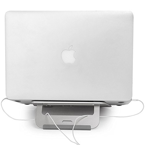 First2savvv JS-DNPB-16D01 silbern Luxus Ergonomic Aluminium Portabler kühlend Ständer Laptopständer Notebookständer für 12″-17″ Laptops, Notebook PC, MacBook Pro & Air mit schwarz USB-Lampe - 6