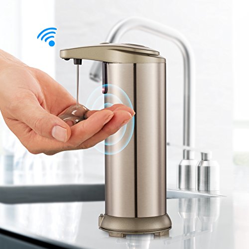 Automatische Seifenspender mit wasserdichtem Gehäuse, gebürstetem Edelstahl Seifendosierer integrierter Infrarot-Smart-Sensor vollautomatisch berührungslos Wasserdicht Basis Für Küche Bad Desinfektionsmittel Shampoo Emulsion - 7