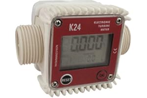ZONADAH 1-Zoll-Durchflussmesser mit elektronischer Turbine, digital, hohe Genauigkeit, für Benzin, Diesel, Chemikalien, Wasser, 1-Zoll-Schlauchdurchflussmesser, max. 120 l/m (1900 GPH)