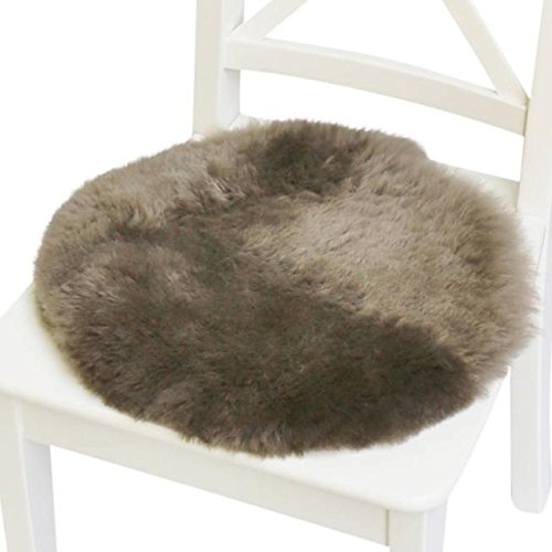 Lammfell – SITZKISSEN / STUHLAUFLAGE rund Ø 35 cm Merino Fell Farbe Camel - 2