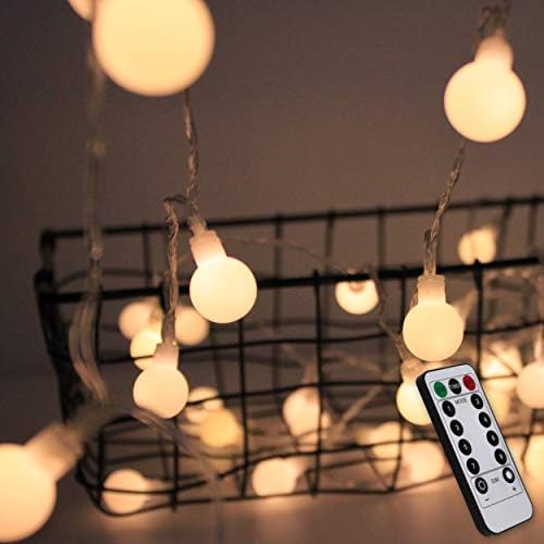 myCozyLite LED Globe String Lights, Battery and USB Operated, 50 LED Globe, Decorative Warm White String Lights for Wedding Party, Holiday, Patio, Garden, Room, Remote Control