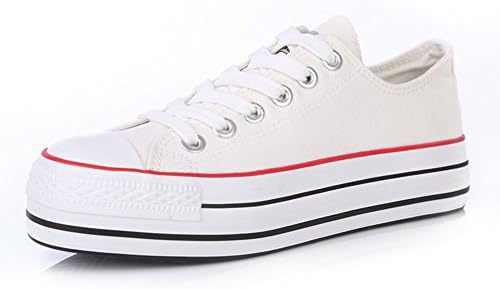 Classic Canvas,Korean-style Leisure Women Shoes,Solid Thick-soled Platform Shoes,Student Trend White Shoe-A Foot length=22.3CM(8.8Inch)